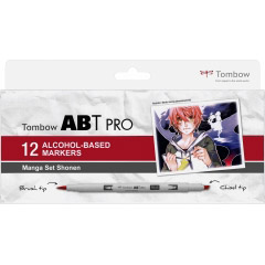 Set 12 Marker Dual Brush Alcohol Based Coloring Tombow ABT Pro Manga Shonen