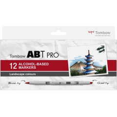 Set 12 Marker Dual Brush Alcohol Based Coloring Tombow ABT Pro Landscape Colours