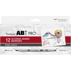 Set 12 Marker Dual Brush Alcohol Based Coloring Tombow ABT Pro Pastel Colours