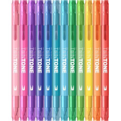 Set 12 Marker Coloring Twin Tip Tombow TwinTone Rainbow Colors