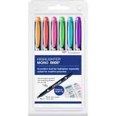 Set 6 Markere Creativ Duo Pen Fiber Tombow Mono Edge Assorted Colors