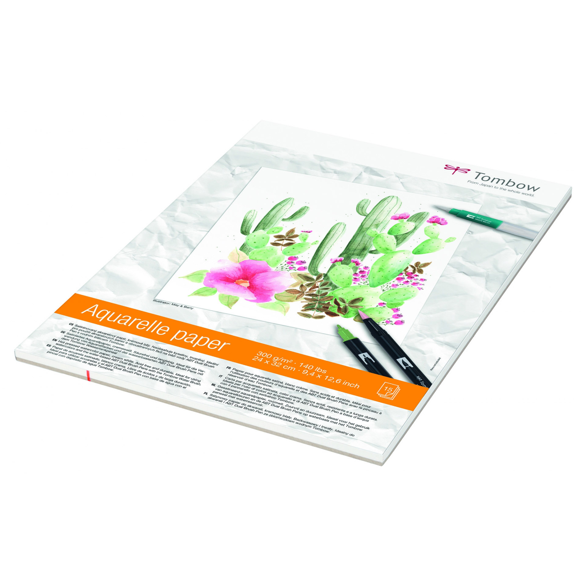 Imagine Produs Hartie pentru Acuarela 24 x 32 cm Tombow Aquarelle Paper 300g mp - 15 coli