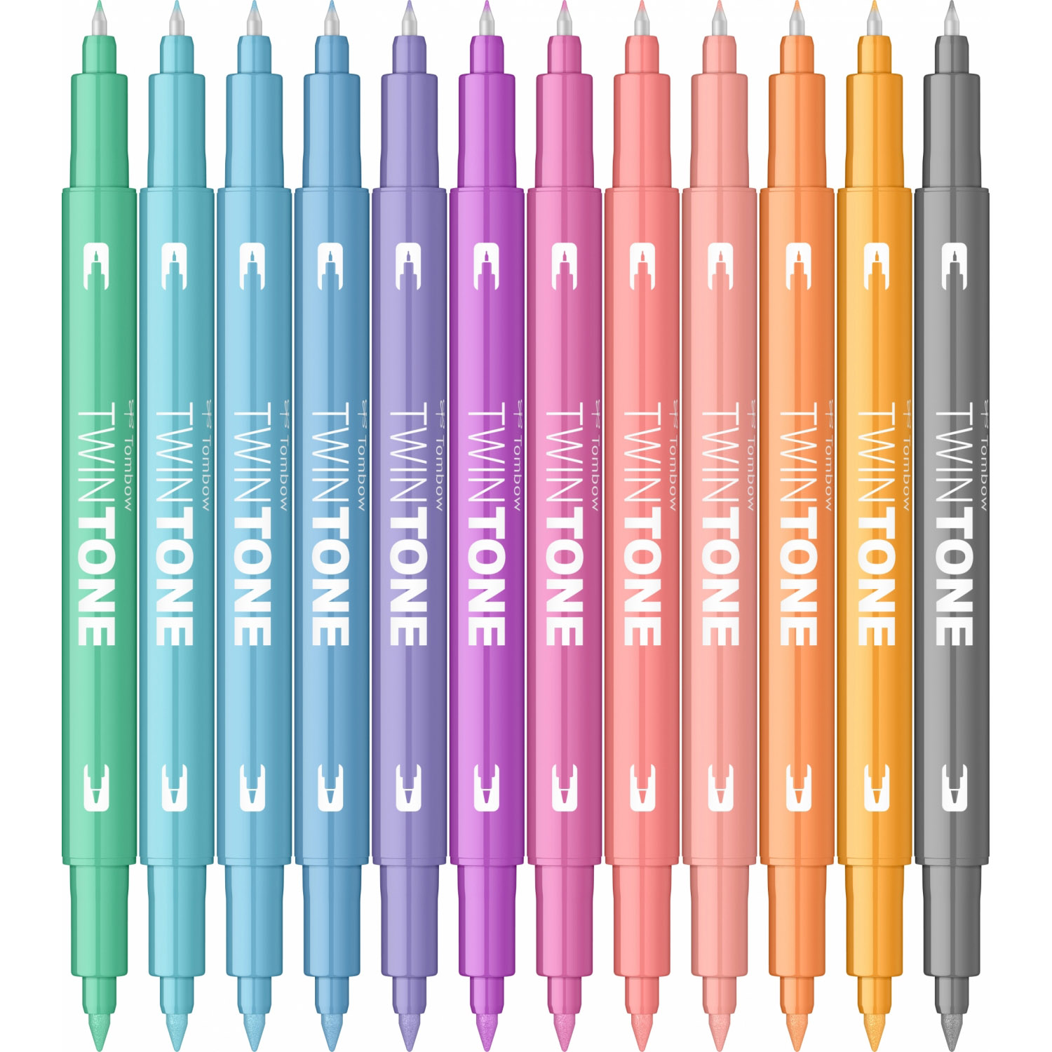 Imagine Produs Set 12 Marker Coloring Twin Tip Tombow TwinTone Pastels Colors