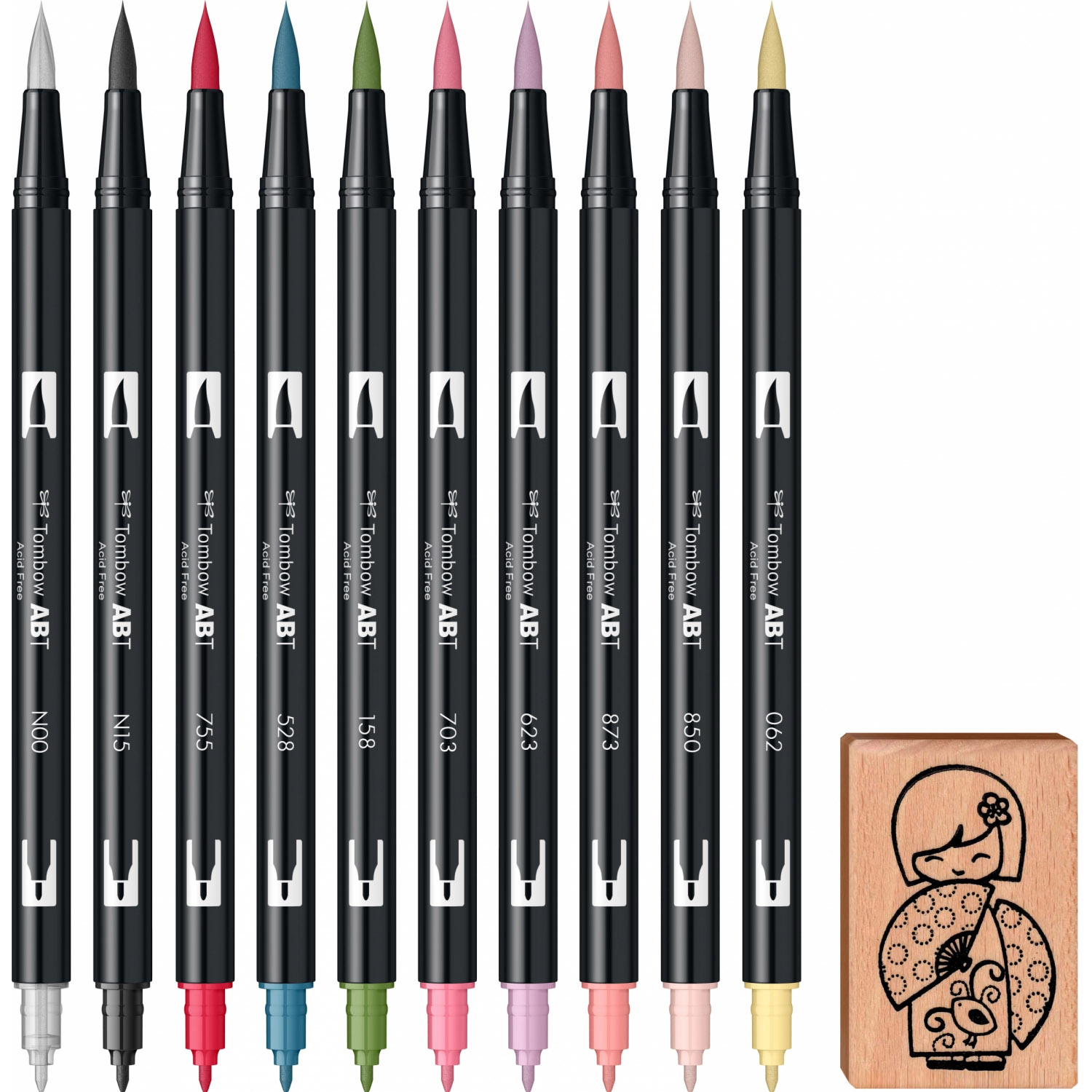 Imagine Produs Set 10 Marker Dual Brush Watercoloring Tombow ABT Manga Shojo Stamp