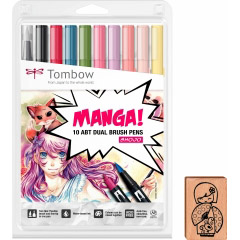 Set 10 Marker Dual Brush Watercoloring Tombow ABT Manga Shojo Stamp