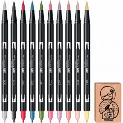 Set 10 Marker Dual Brush Watercoloring Tombow ABT Manga Shojo Stamp