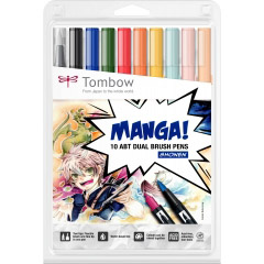 Set 10 Marker Dual Brush Watercoloring Tombow ABT Manga Shonen