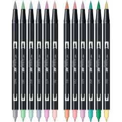 Set 12 Marker Dual Brush Watercoloring Tombow ABT Pastel Colours
