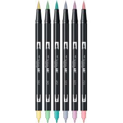 Set 6 Marker Dual Brush Watercoloring Tombow ABT Pastel Colours