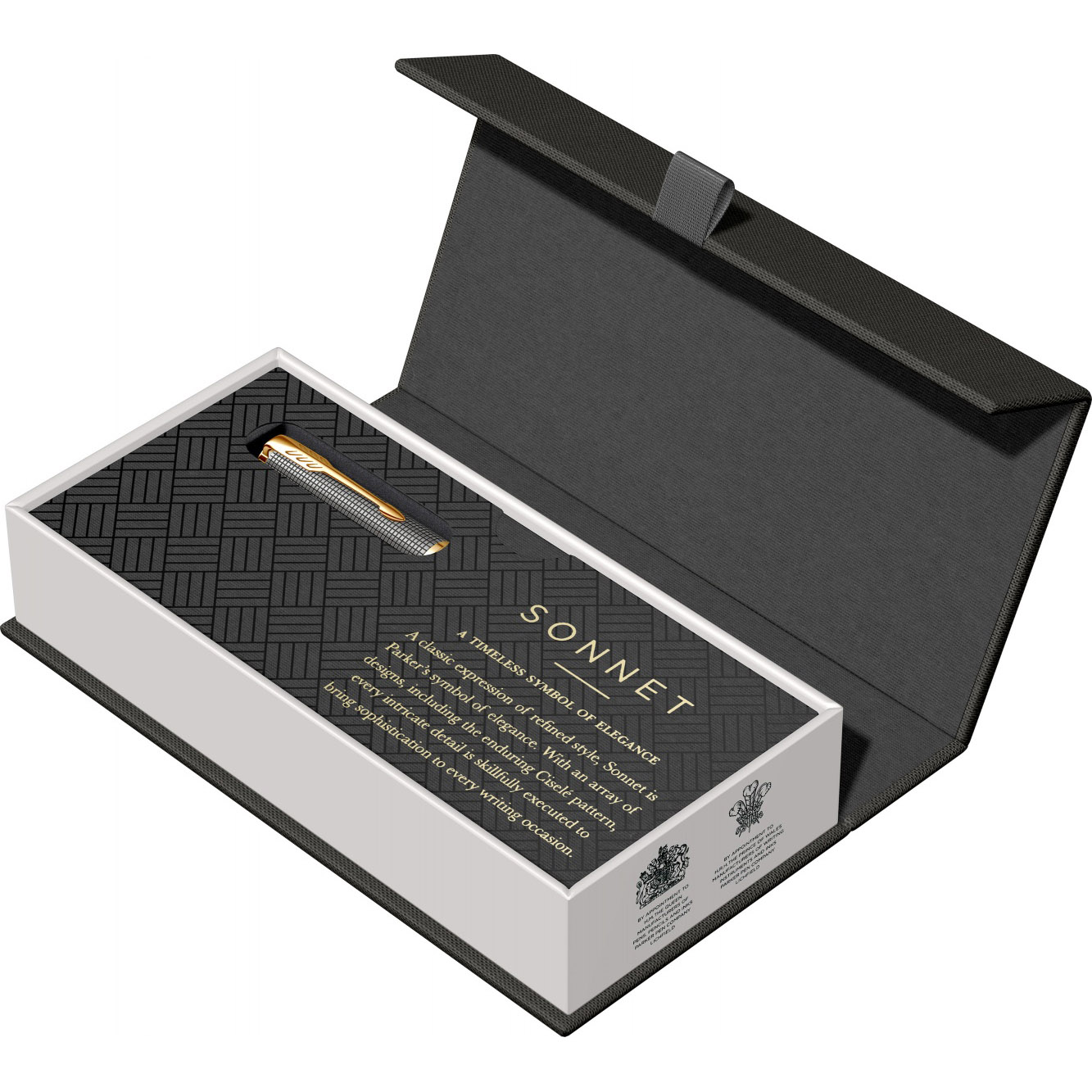 Imagine Produs Stilou 18k Nib Parker Sonnet Royal Chiselled Silver & Black GT