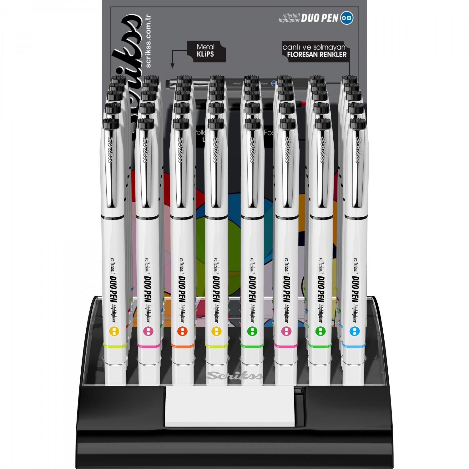 Imagine Produs Duo Pen Roller - Textmarker Scrikss Duo Pen White - Black-Yellow