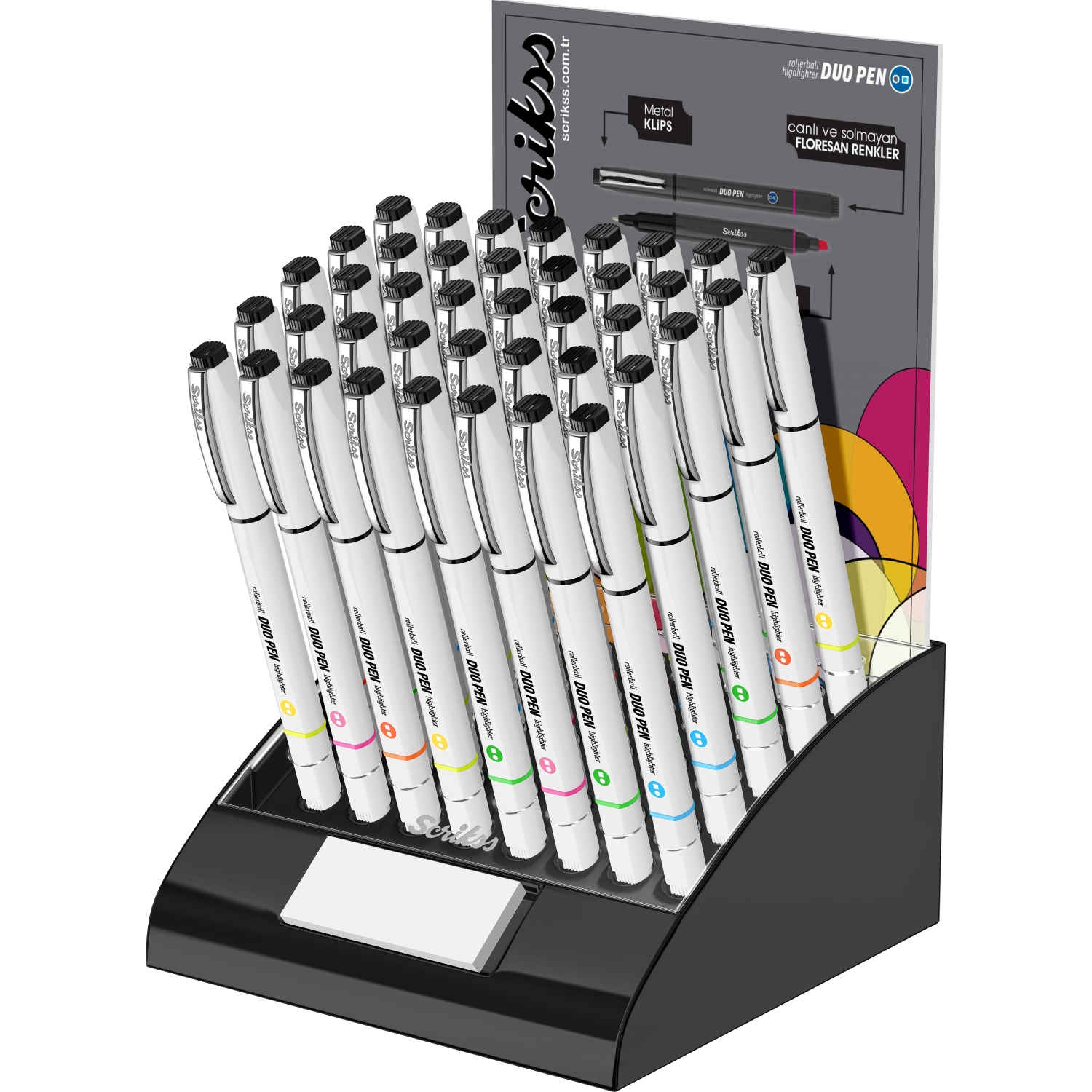 Imagine Produs Duo Pen Roller - Textmarker Scrikss Duo Pen White - Black-Yellow
