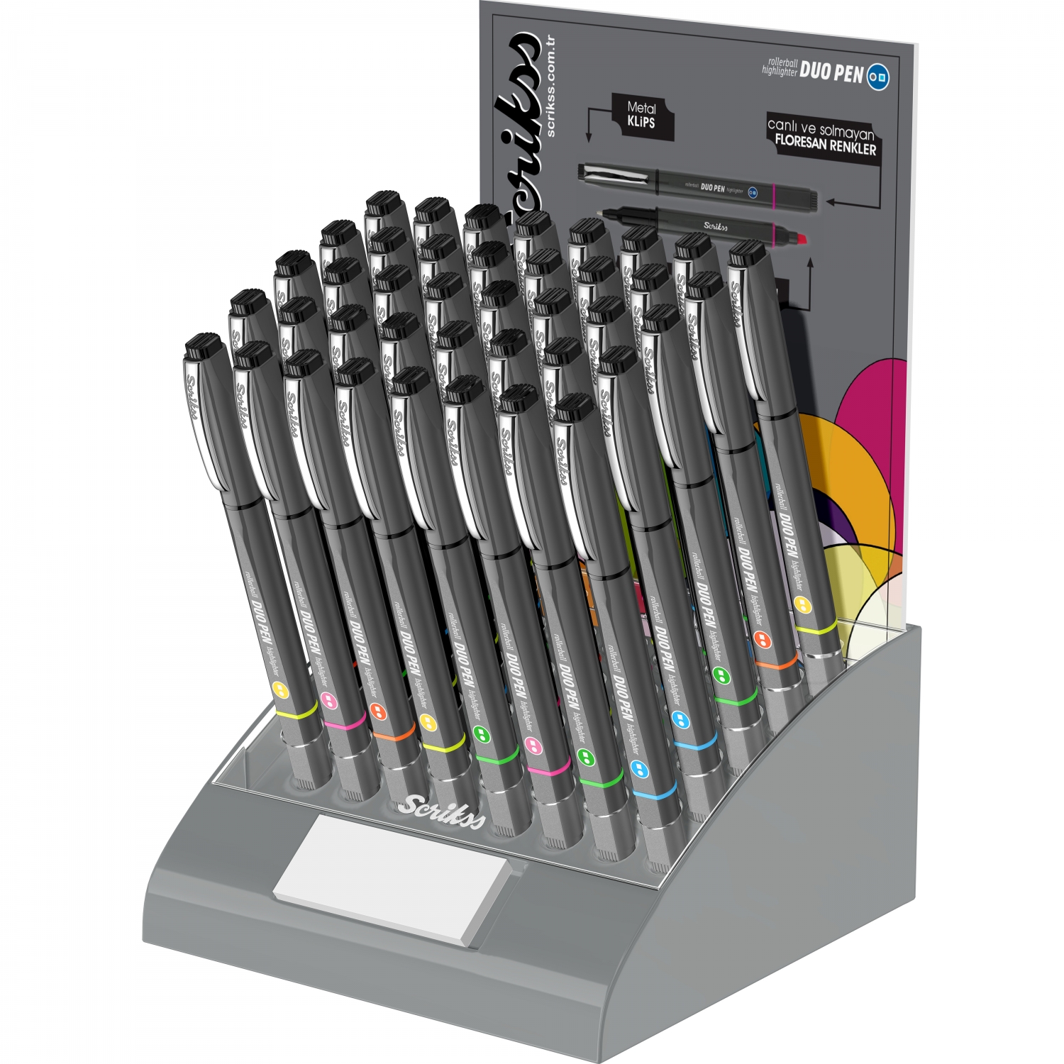 Imagine Produs Duo Pen Roller - Textmarker Scrikss Duo Pen Grey - Black-Orange