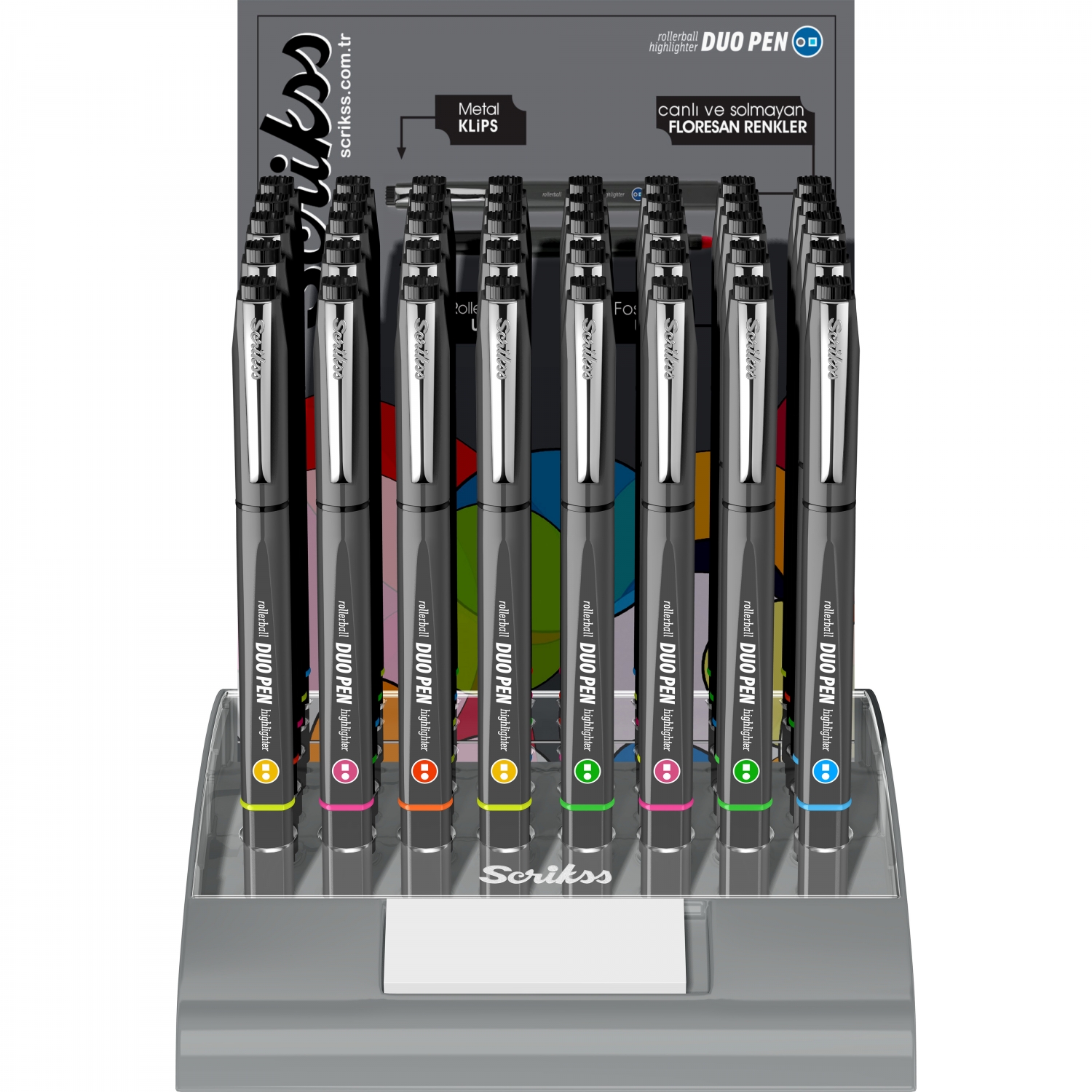 Imagine Produs Duo Pen Roller - Textmarker Scrikss Duo Pen Grey - Black-Blue