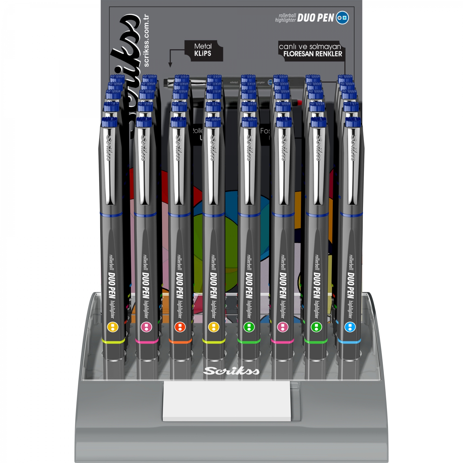 Imagine Produs Duo Pen Roller - Textmarker Scrikss Duo Pen Grey - Blue-Blue
