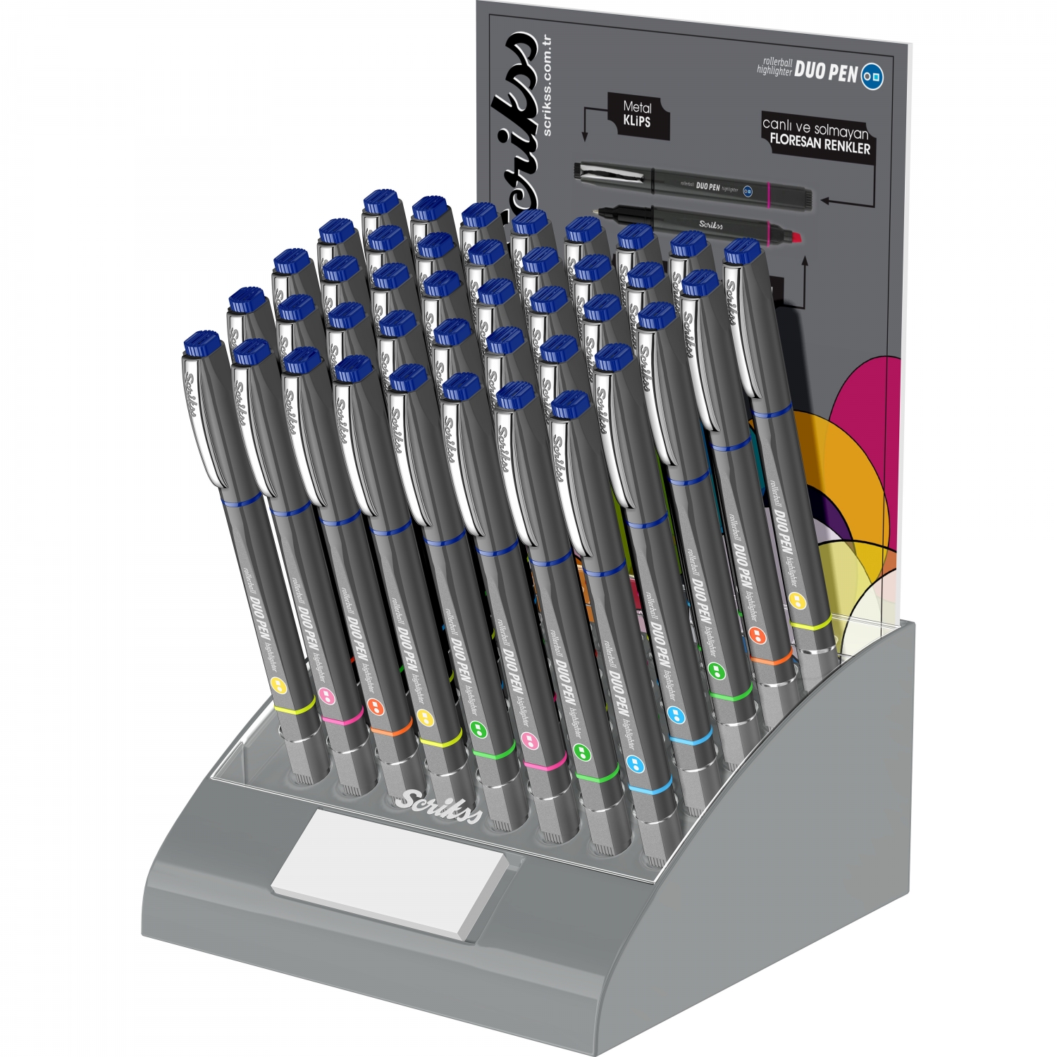 Imagine Produs Duo Pen Roller - Textmarker Scrikss Duo Pen Grey - Blue-Blue