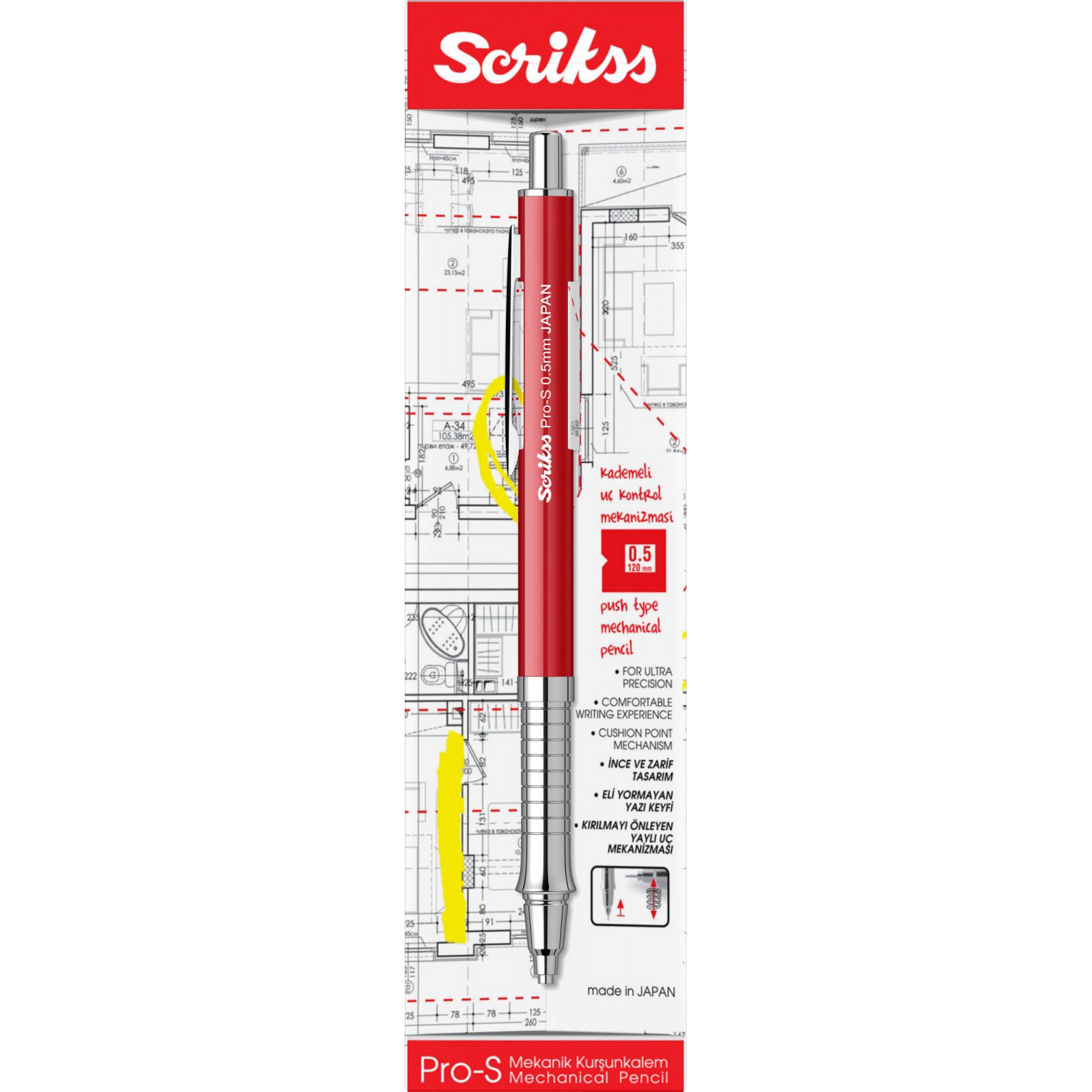 Imagine Produs Creion Mecanic 0.5 Scrikss Pro-S Red CT