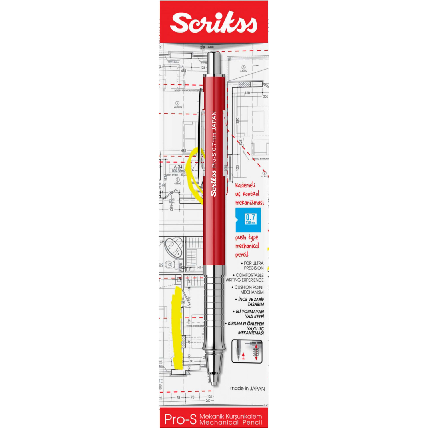 Imagine Produs Creion Mecanic 0.7 Scrikss Pro-S Red CT