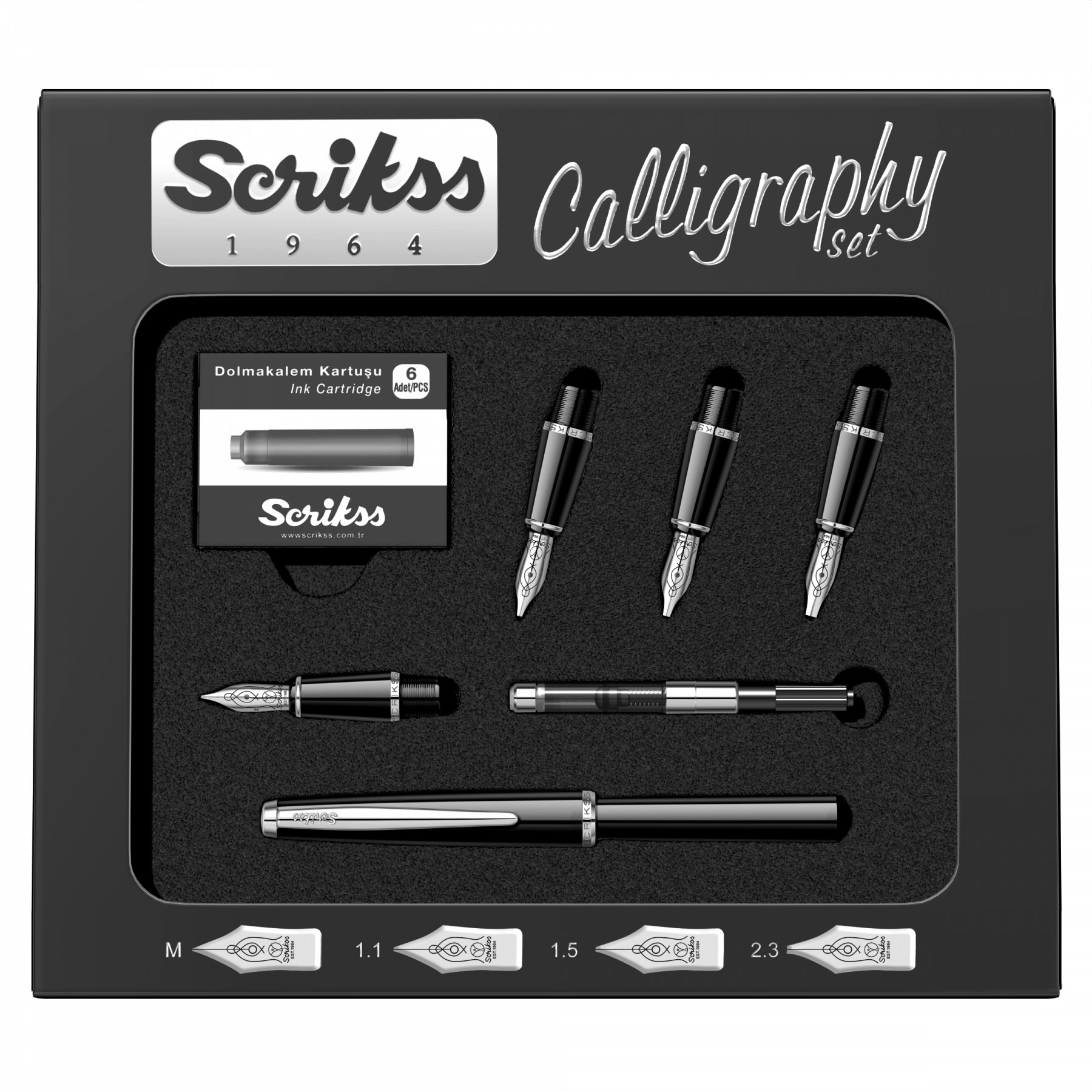 Imagine Produs Set Caligrafie Scrikss Calligraphy Set M - 1.1 - 1.5 - 2.3 Black CT