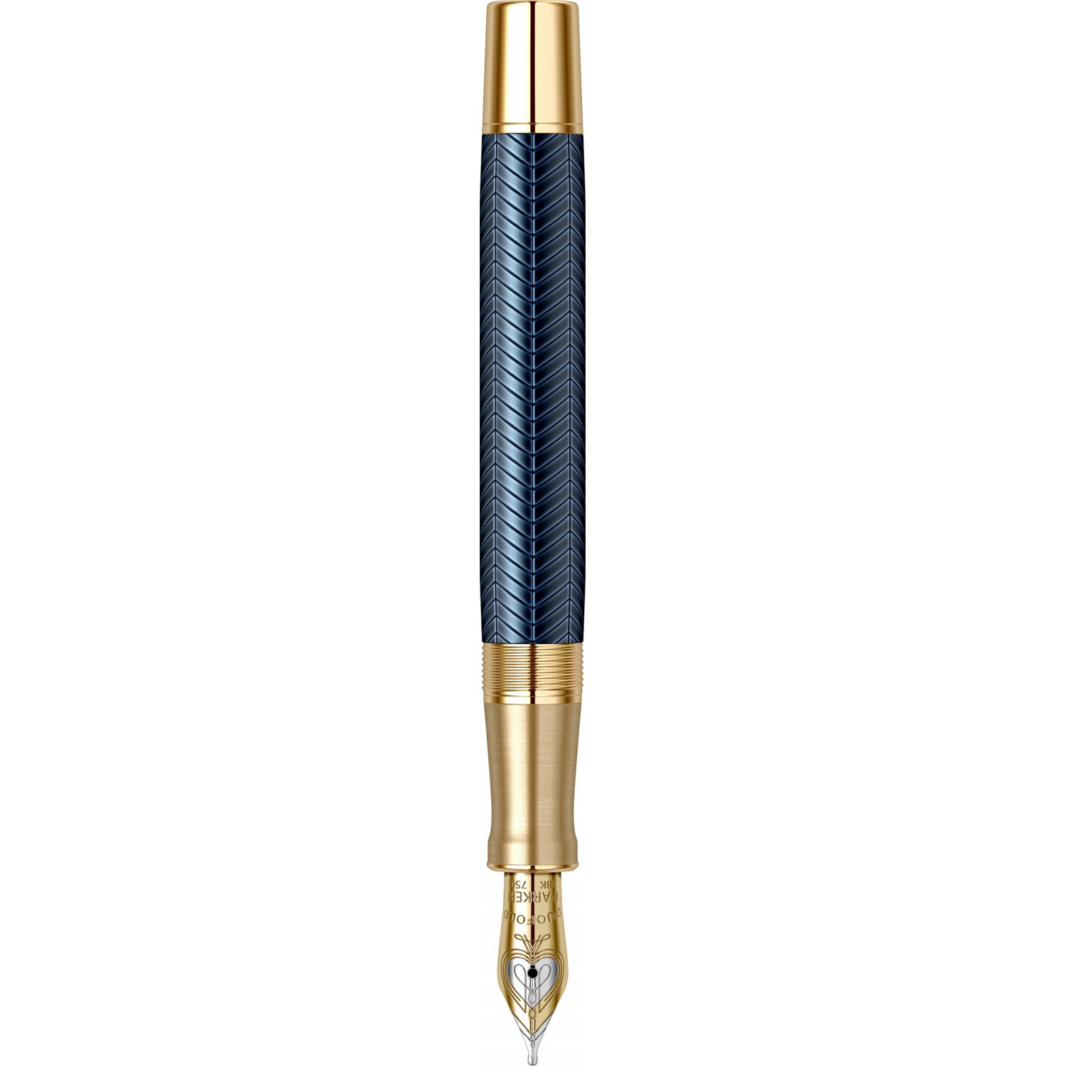 Imagine Produs Stilou Centennial Size 18k Nib Parker Duofold Royal Prestige Blue Chevron GT