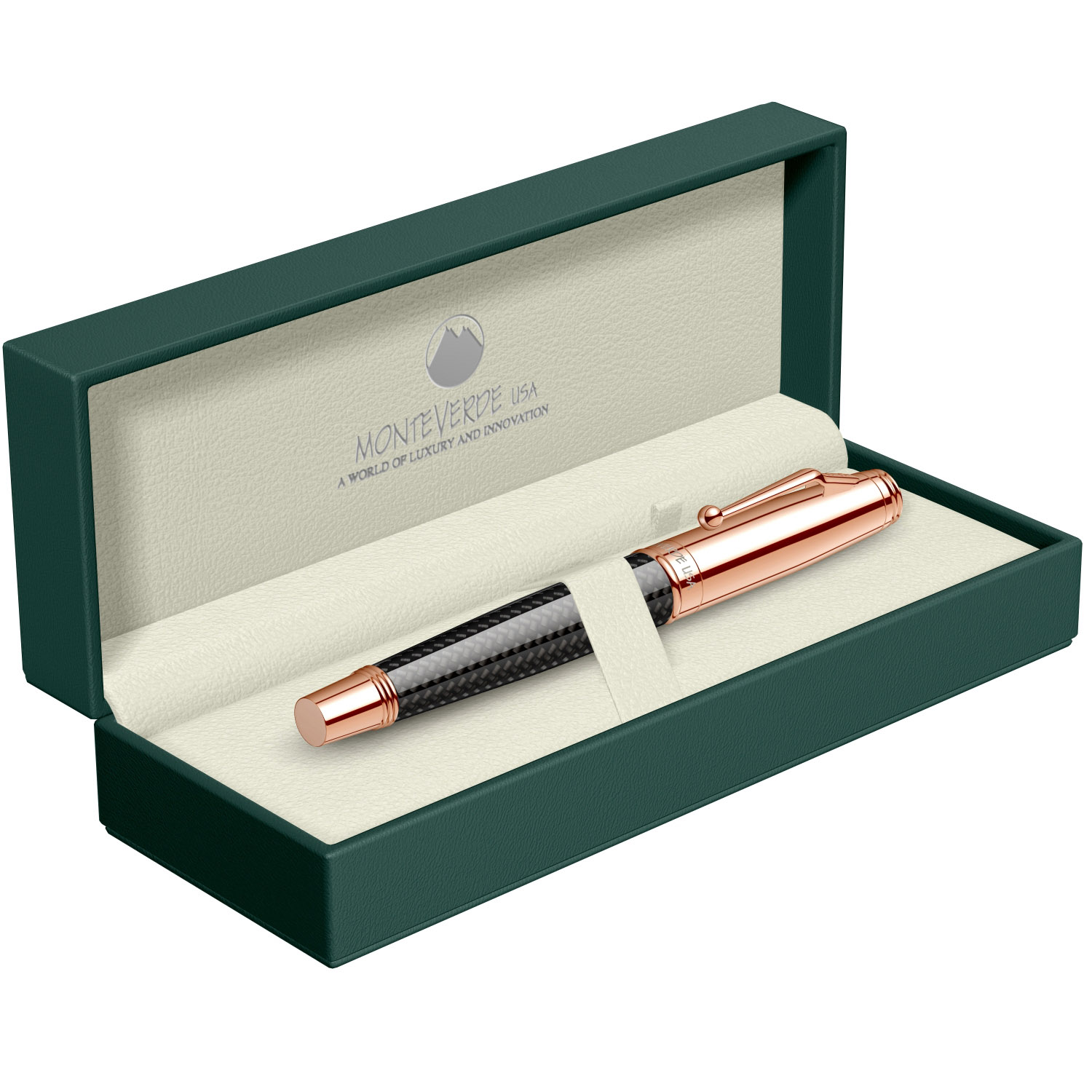 Imagine Produs Roller Monteverde USA Invincia Rose Gold Carbon Fiber PGT
