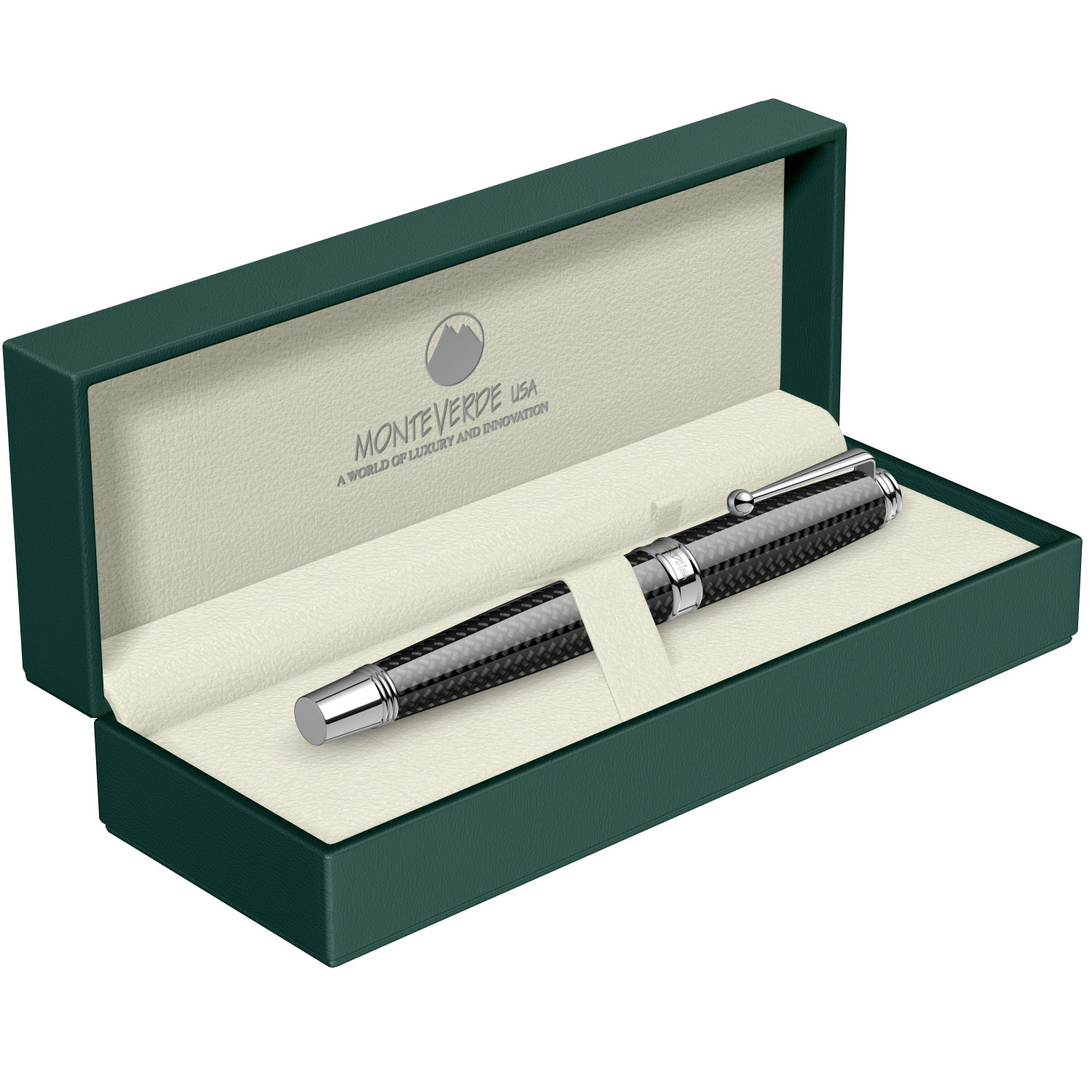 Imagine Produs Stilou Monteverde USA Invincia Deluxe Chrome Carbon Fiber CT