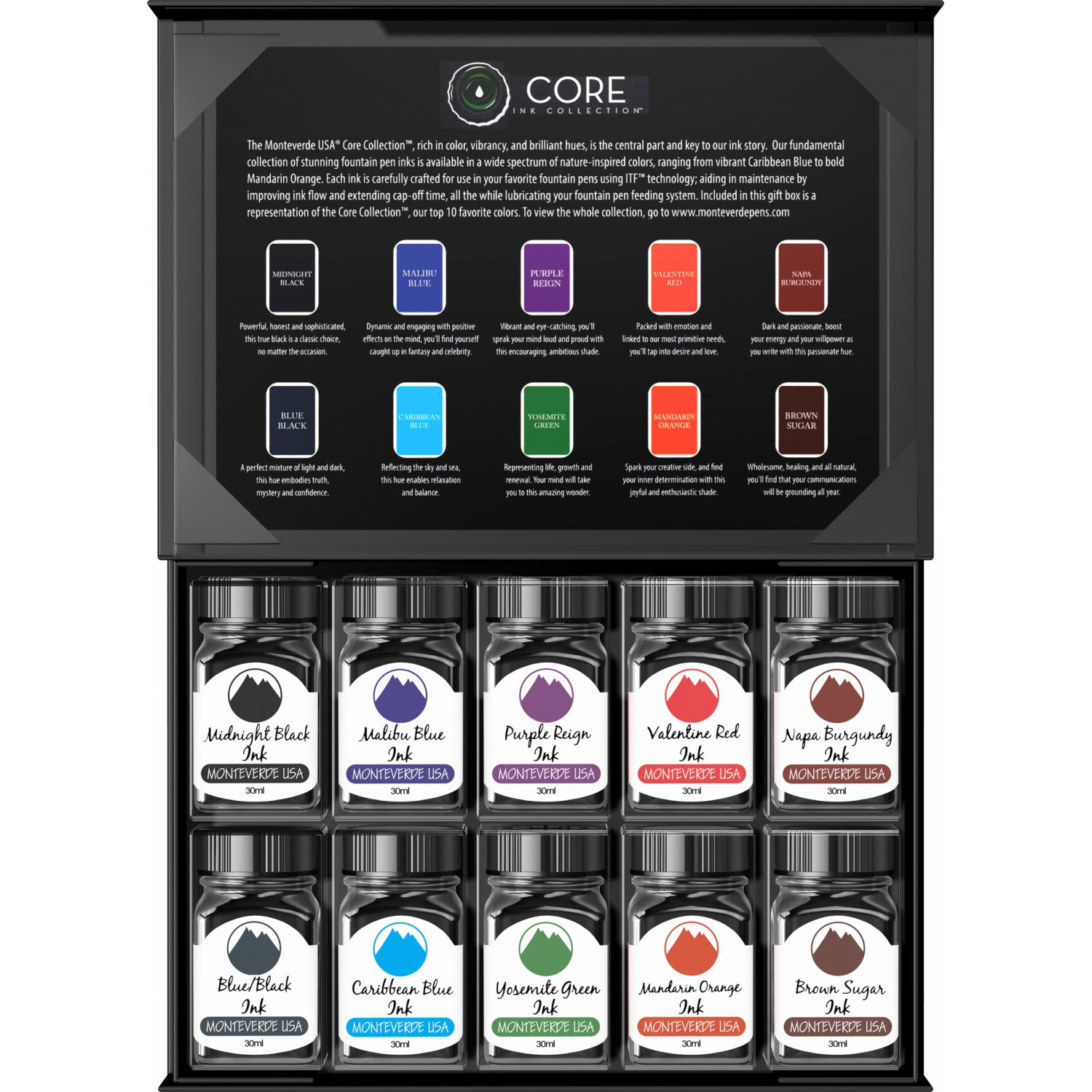 Imagine Produs Set 10 Calimara Cerneala 30 ml Monteverde USA Core Assorted Colors