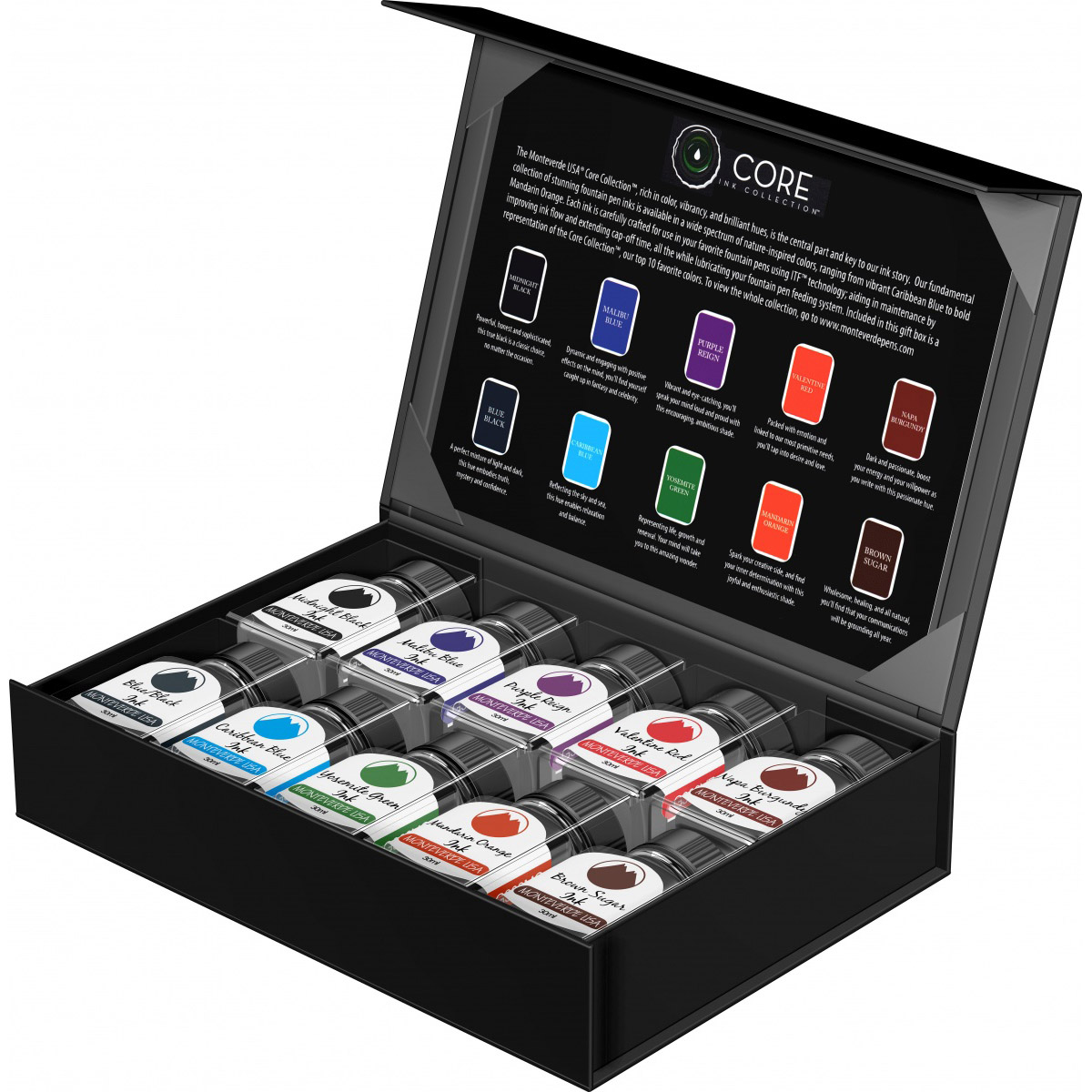 Imagine Produs Set 10 Calimara Cerneala 30 ml Monteverde USA Core Assorted Colors