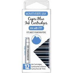 Set 12 Cartuse Standard Size International Monteverde USA Core Capri Blue