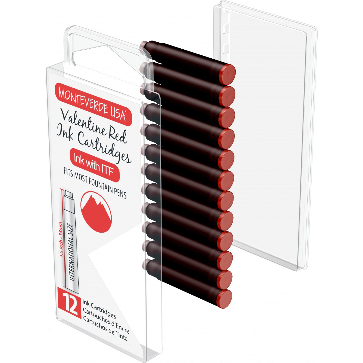 Imagine Produs Set 12 Cartuse Standard Size International Monteverde USA Core Valentine Red 