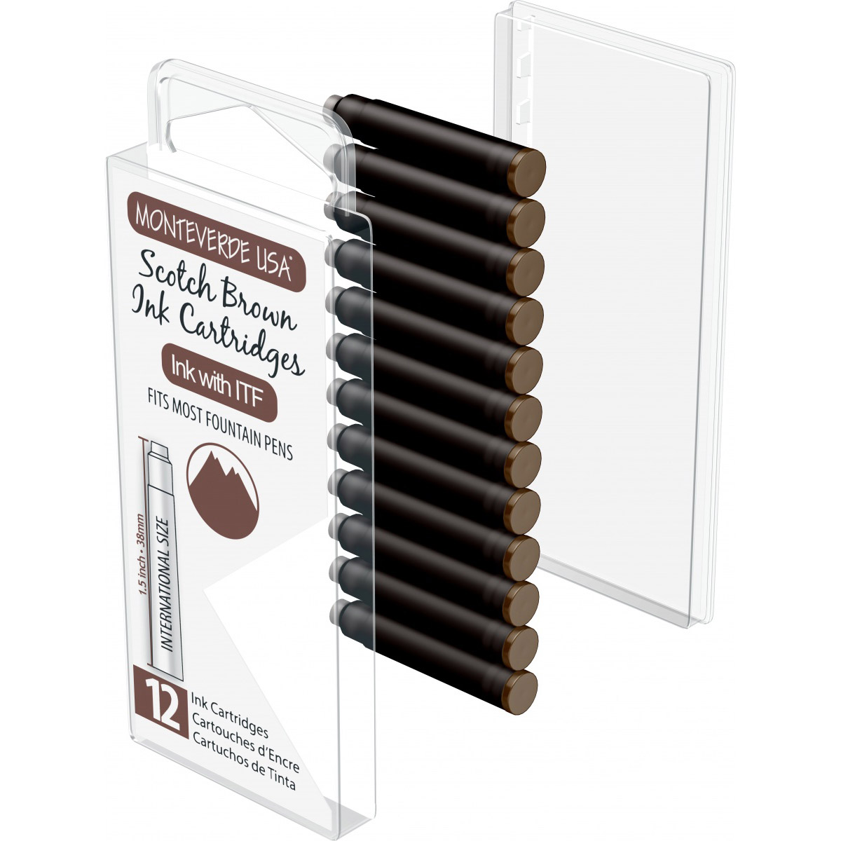 Imagine Produs Set 12 Cartuse Standard Size International Monteverde USA Core Scotch Brown