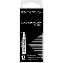 Set 12 Cartuse Standard Size International Monteverde USA Core Documental Ink Black Permanent