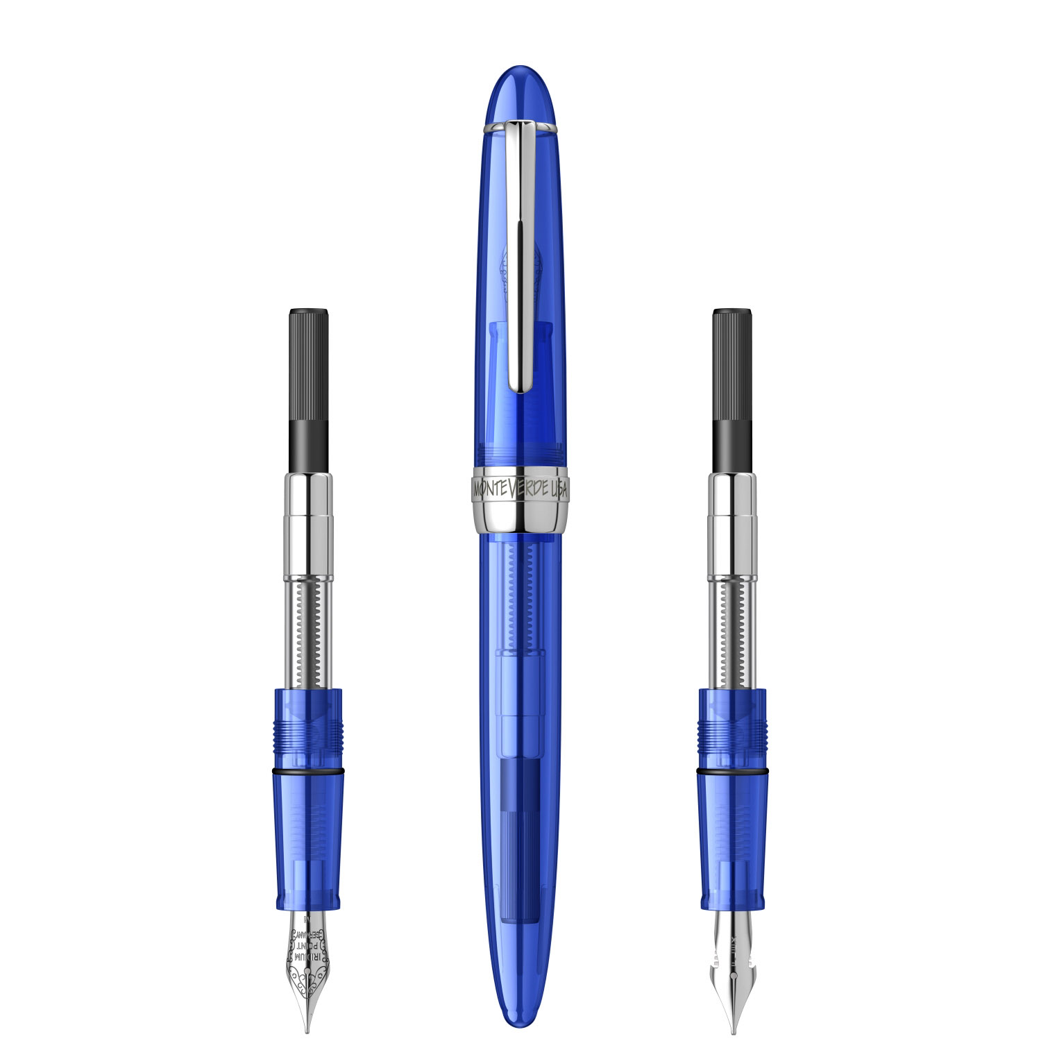 Imagine Produs Set 3 Stilou F,M,Flex Nib Monteverde USA Monza 3 Blue CT