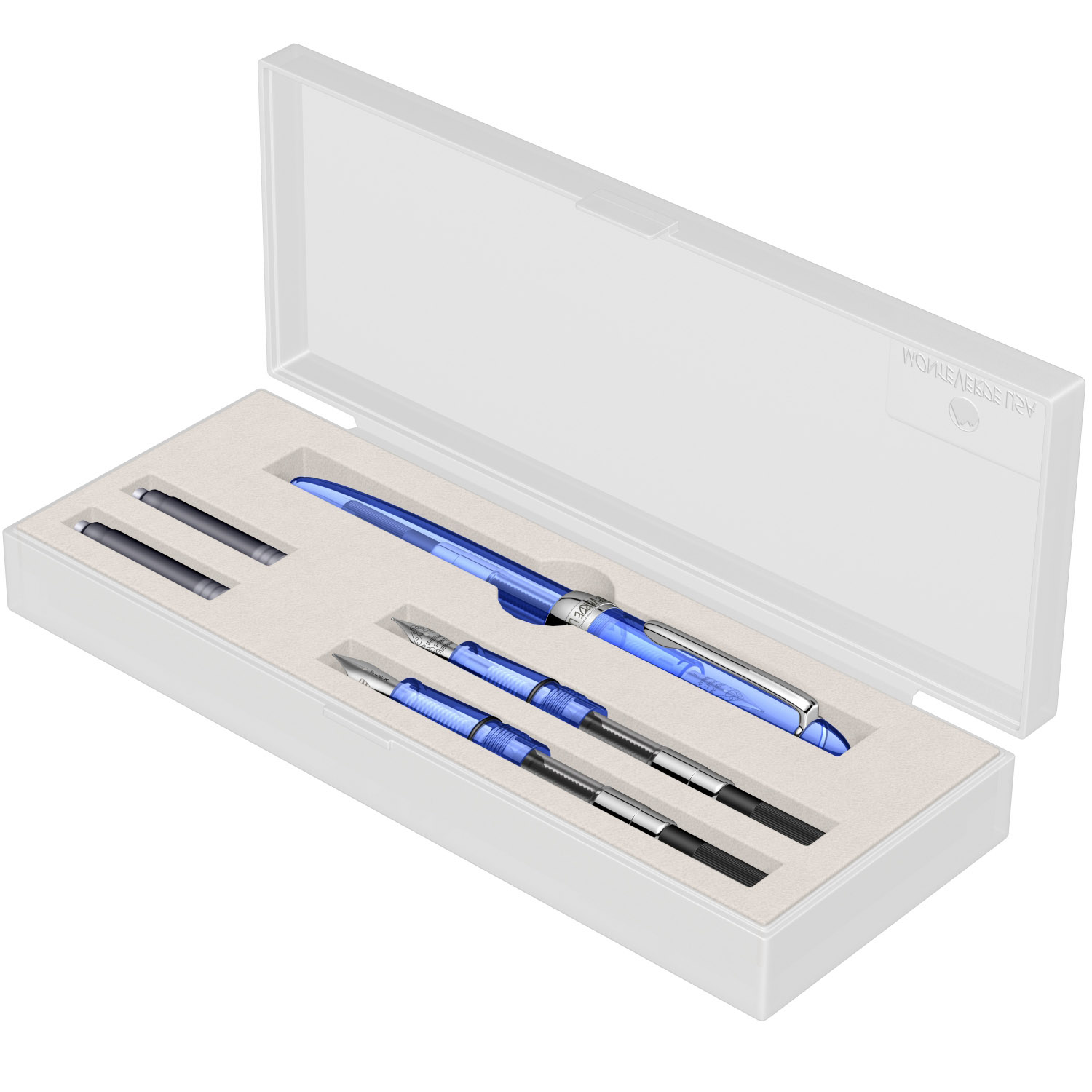 Imagine Produs Set 3 Stilou F,M,Flex Nib Monteverde USA Monza 3 Blue CT