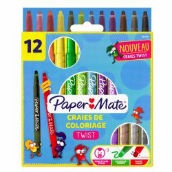 Set 12 Creioane Pastel PaperMate Twist Assorted Colors