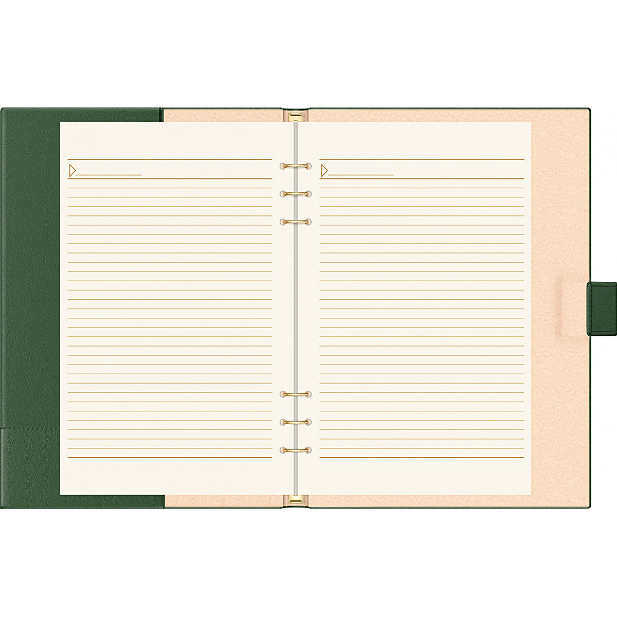 Imagine Produs Organizer A4 6 inele Precision Novaskin 102302 Bottle Green - Crem Lined - 170 pagini 80 g mp