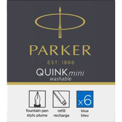 Set 6 Cartuse Mini Size Proprietar Parker Quink Blue Lavabil