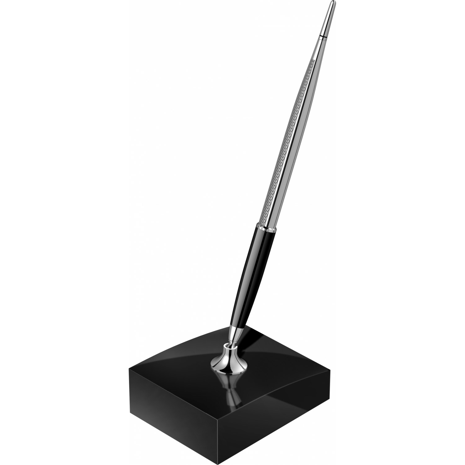 Imagine Produs Desk Pen Set Stilou Scrikss 17 Black Laquered Wood Base - Black Chrome Wave CT