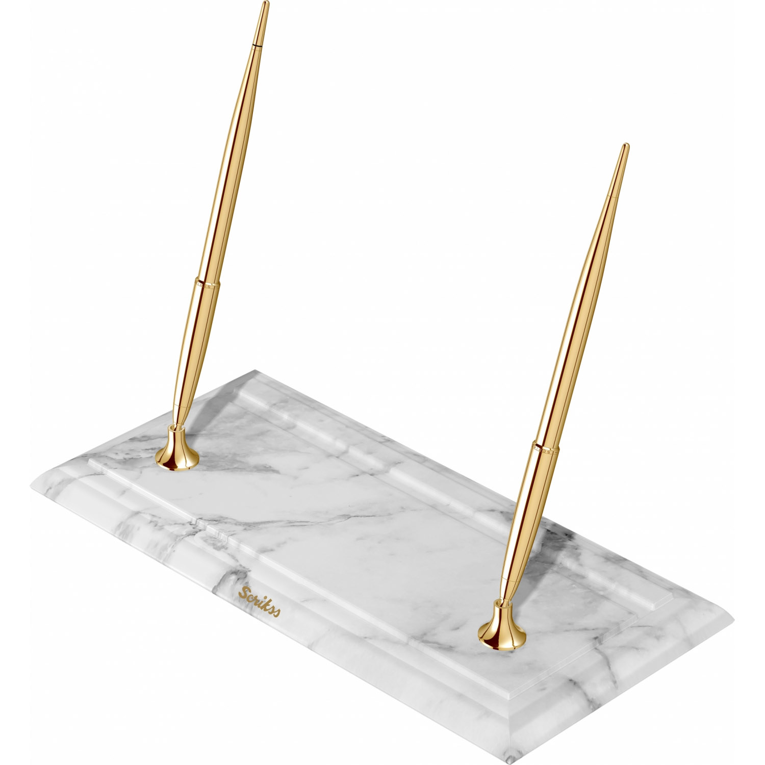 Imagine Produs Desk Pen Set Stilou + Pix Scrikss 17 White Marble Base - Gold GT