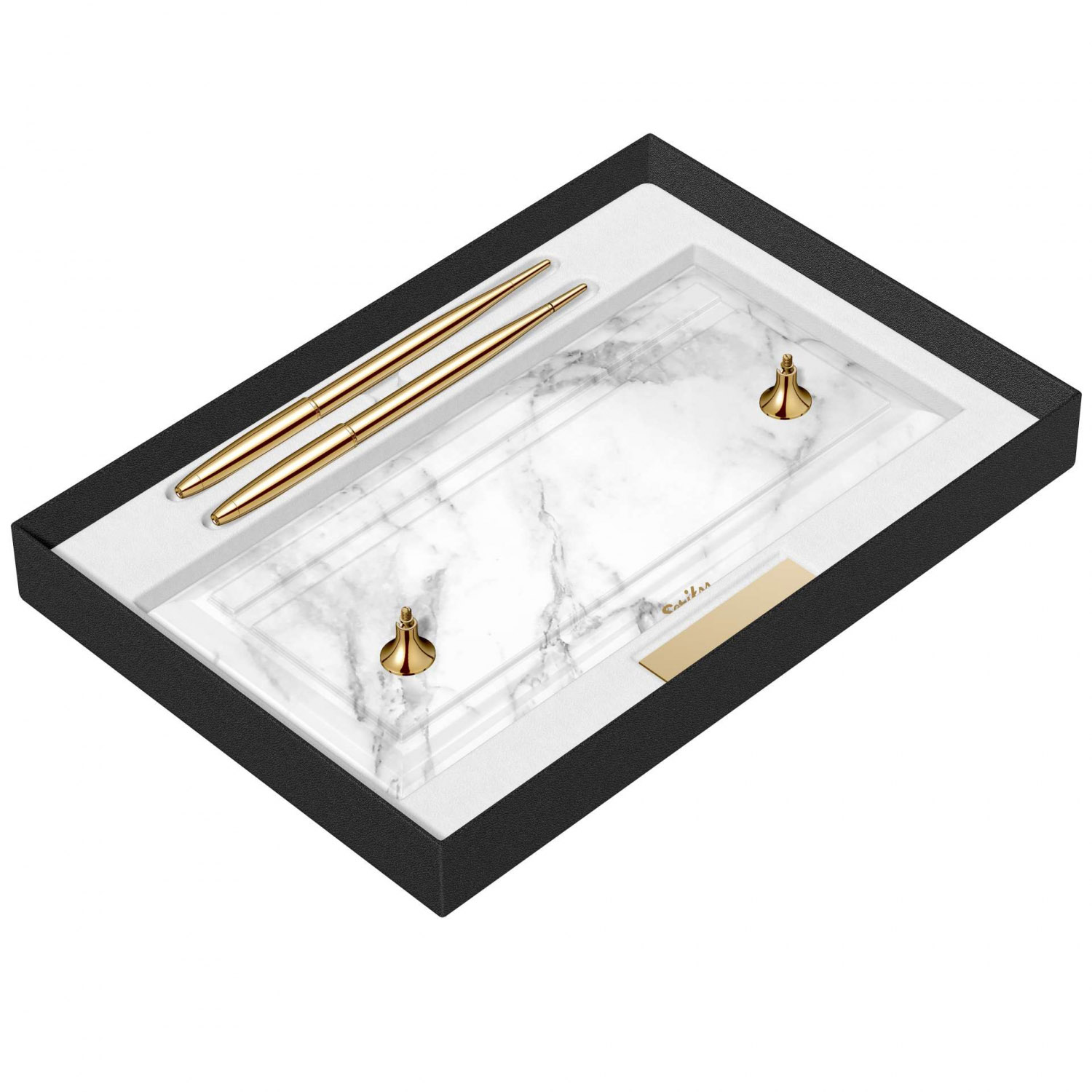 Imagine Produs Desk Pen Set Stilou + Pix Scrikss 17 White Marble Base - Gold GT