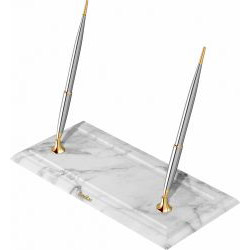 Desk Pen Set Stilou + Pix Scrikss 17 White Marble Base - Chrome GT