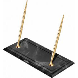 Desk Pen Set Stilou + Pix Scrikss 17 Black Marble Base - Gold GT