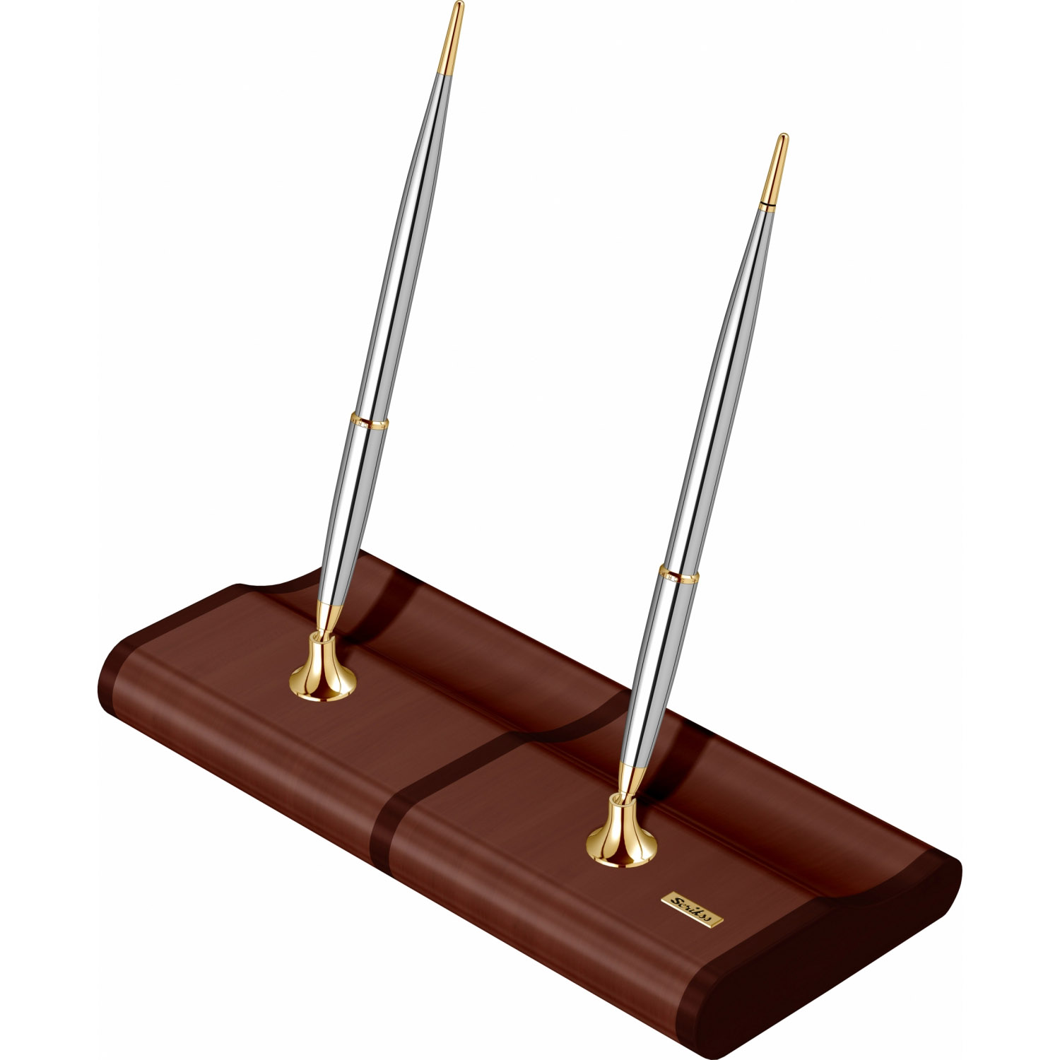 Imagine Produs Desk Pen Set Stilou + Pix Scrikss 17 Walnut Matt Wood Base - Chrome GT