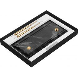 Desk Pen Set Stilou + Stilou Scrikss Gold Drop Black Marble Base - Gold GT