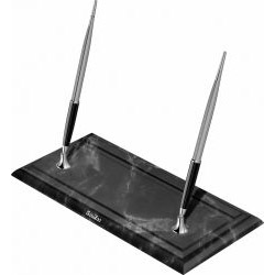 Desk Pen Set Stilou + Pix Scrikss 17 Black Marble Base - Black Chrome Wave CT