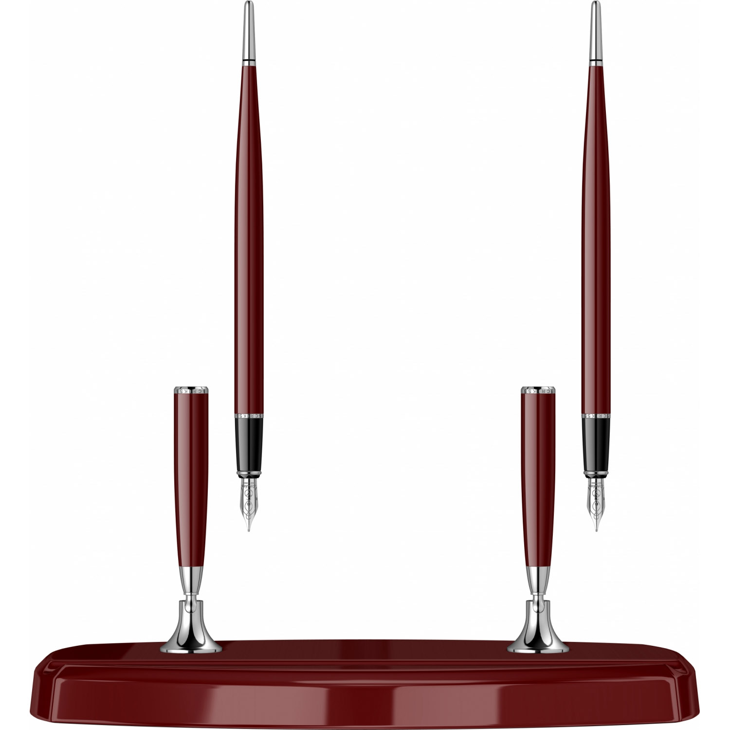 Imagine Produs Desk Pen Set Stilou + Stilou Scrikss 17 Burgungy Acrylic Base - Burgundy CT