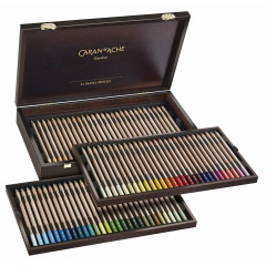 Set 84 Creioane Colorate Carandache Pastel Pencil Wood Case