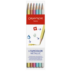 Set 6 Creioane Colorate Carandache Fancolor Pencil Metalic