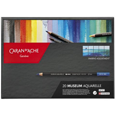 Set 20 Creioane Colorate Carandache Museum Aquarelle Pencil Marine