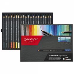 Set 20 Creioane Colorate Carandache Museum Aquarelle Pencil Marine